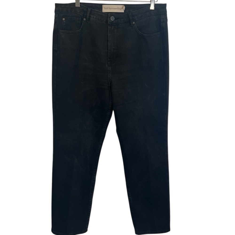 Soft Surroundings Ultimate Denim Straight Leg Jeans Black Size 14